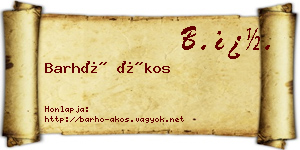 Barhó Ákos névjegykártya